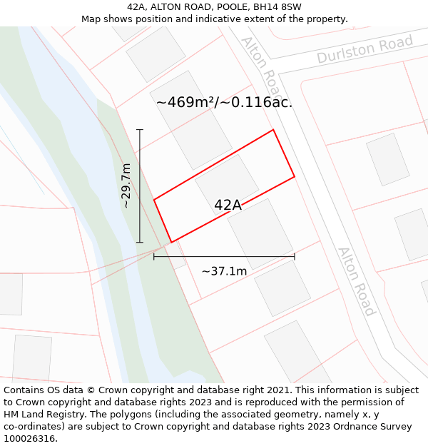 42A, ALTON ROAD, POOLE, BH14 8SW: Plot and title map