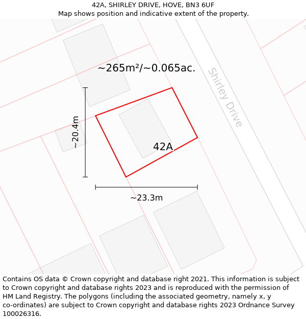 42A, SHIRLEY DRIVE, HOVE, BN3 6UF: Plot and title map