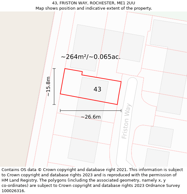 43, FRISTON WAY, ROCHESTER, ME1 2UU: Plot and title map