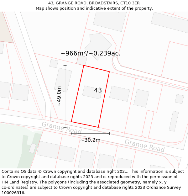 43, GRANGE ROAD, BROADSTAIRS, CT10 3ER: Plot and title map