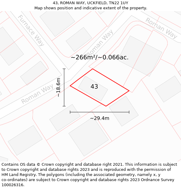 43, ROMAN WAY, UCKFIELD, TN22 1UY: Plot and title map