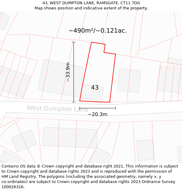 43, WEST DUMPTON LANE, RAMSGATE, CT11 7DG: Plot and title map