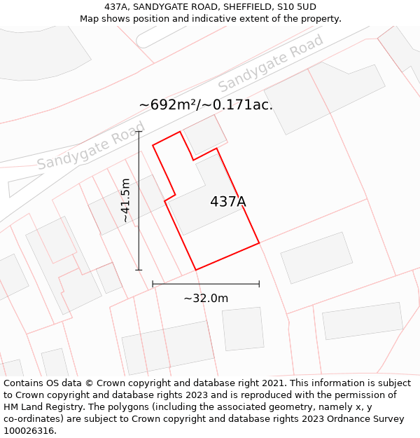 437A, SANDYGATE ROAD, SHEFFIELD, S10 5UD: Plot and title map