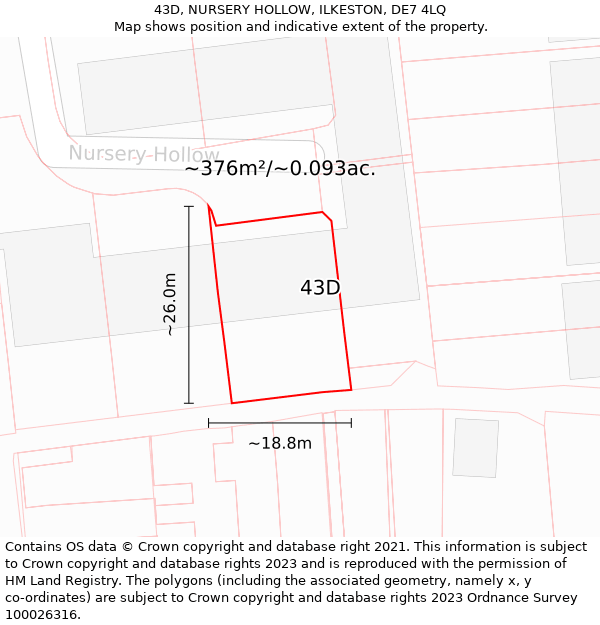 43D, NURSERY HOLLOW, ILKESTON, DE7 4LQ: Plot and title map