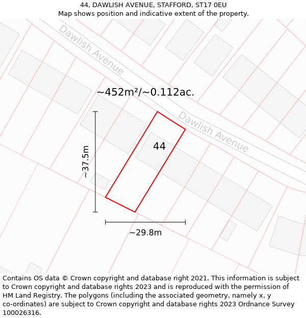 44, DAWLISH AVENUE, STAFFORD, ST17 0EU: Plot and title map