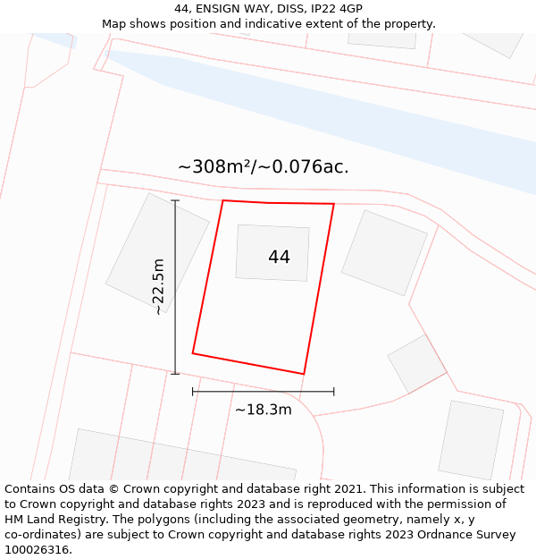 44, ENSIGN WAY, DISS, IP22 4GP: Plot and title map