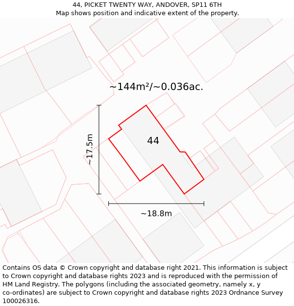 44, PICKET TWENTY WAY, ANDOVER, SP11 6TH: Plot and title map