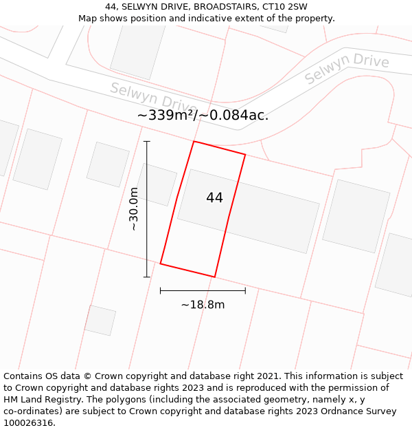 44, SELWYN DRIVE, BROADSTAIRS, CT10 2SW: Plot and title map