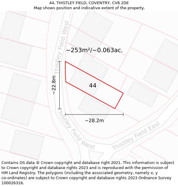 44, THISTLEY FIELD, COVENTRY, CV6 2DE: Plot and title map