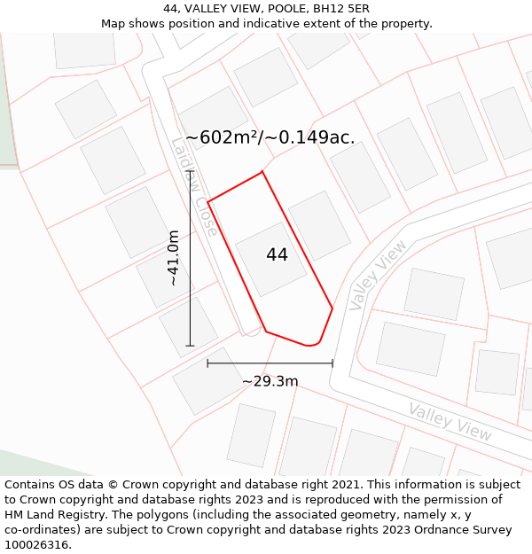 44, VALLEY VIEW, POOLE, BH12 5ER: Plot and title map