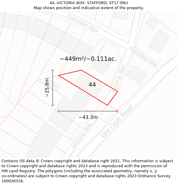 44, VICTORIA WAY, STAFFORD, ST17 0NU: Plot and title map