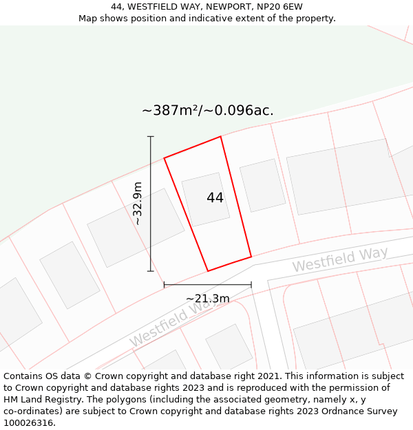 44, WESTFIELD WAY, NEWPORT, NP20 6EW: Plot and title map