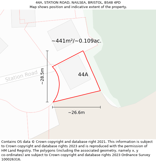 44A, STATION ROAD, NAILSEA, BRISTOL, BS48 4PD: Plot and title map