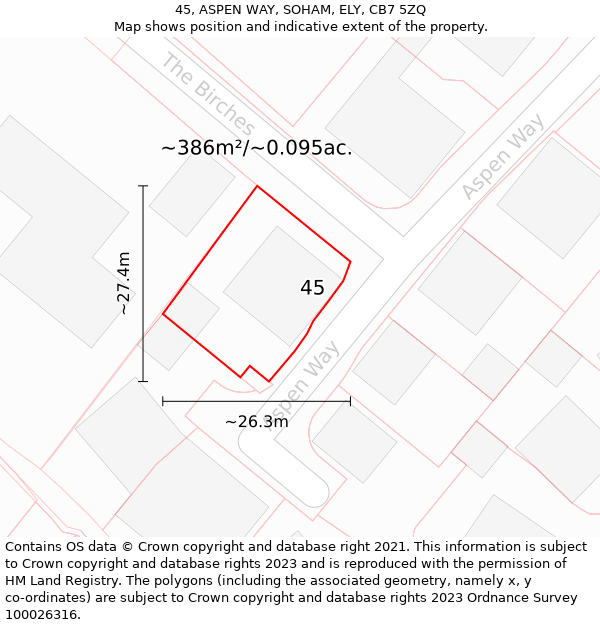 45, ASPEN WAY, SOHAM, ELY, CB7 5ZQ: Plot and title map