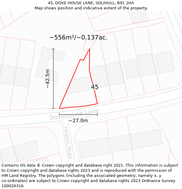 45, DOVE HOUSE LANE, SOLIHULL, B91 2HA: Plot and title map