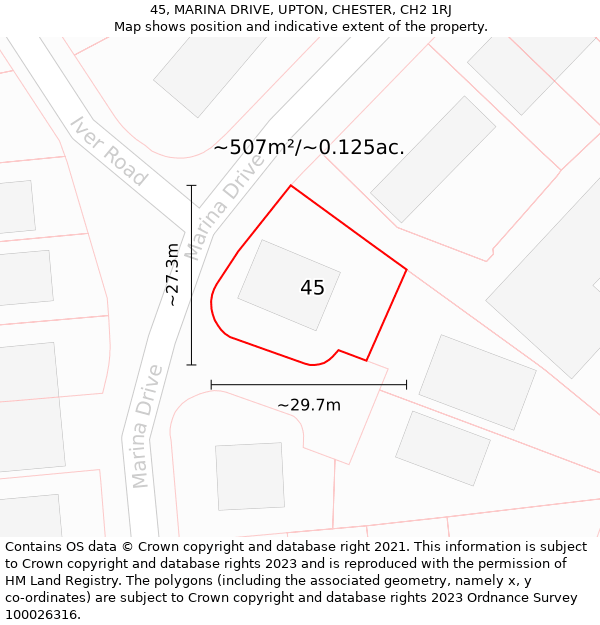 45, MARINA DRIVE, UPTON, CHESTER, CH2 1RJ: Plot and title map