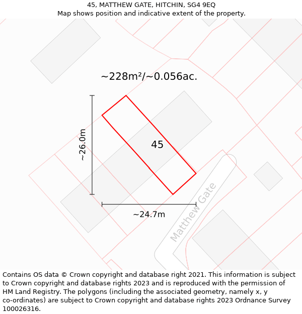 45, MATTHEW GATE, HITCHIN, SG4 9EQ: Plot and title map