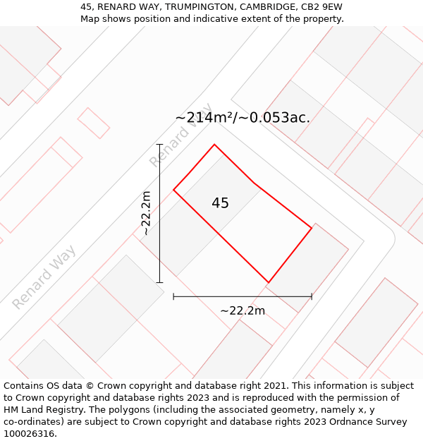 45, RENARD WAY, TRUMPINGTON, CAMBRIDGE, CB2 9EW: Plot and title map