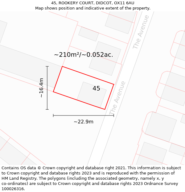 45, ROOKERY COURT, DIDCOT, OX11 6AU: Plot and title map