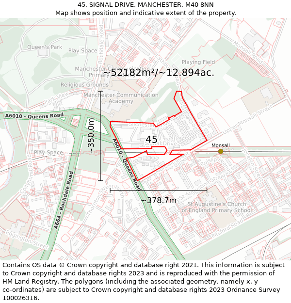 45, SIGNAL DRIVE, MANCHESTER, M40 8NN: Plot and title map