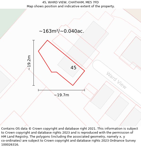 45, WARD VIEW, CHATHAM, ME5 7FD: Plot and title map