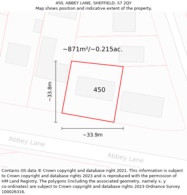 450, ABBEY LANE, SHEFFIELD, S7 2QY: Plot and title map