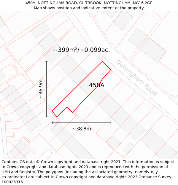 450A, NOTTINGHAM ROAD, GILTBROOK, NOTTINGHAM, NG16 2GE: Plot and title map