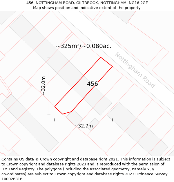 456, NOTTINGHAM ROAD, GILTBROOK, NOTTINGHAM, NG16 2GE: Plot and title map