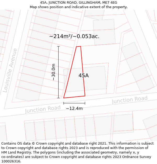 45A, JUNCTION ROAD, GILLINGHAM, ME7 4EG: Plot and title map