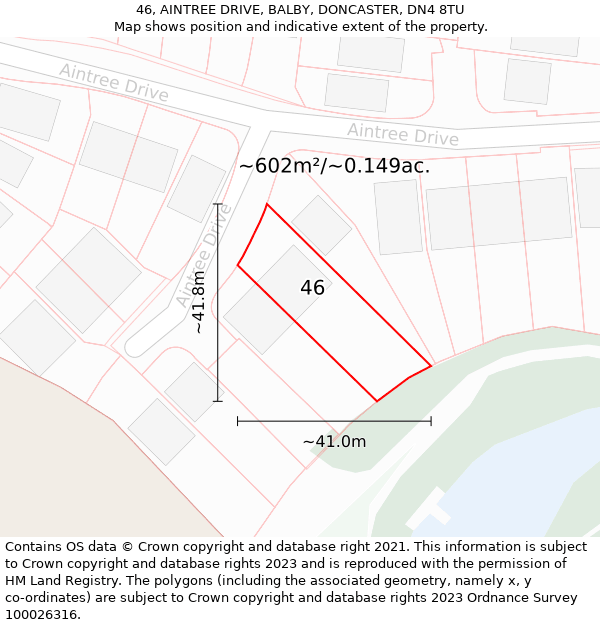 46, AINTREE DRIVE, BALBY, DONCASTER, DN4 8TU: Plot and title map