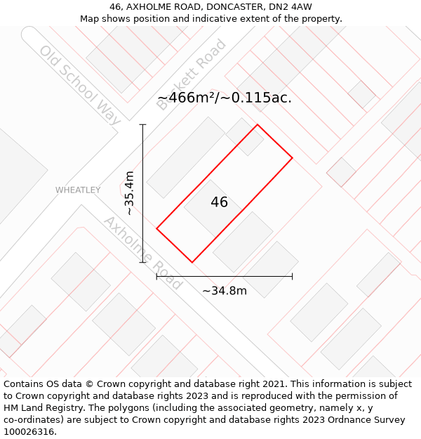 46, AXHOLME ROAD, DONCASTER, DN2 4AW: Plot and title map