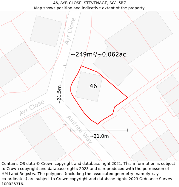 46, AYR CLOSE, STEVENAGE, SG1 5RZ: Plot and title map