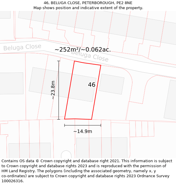 46, BELUGA CLOSE, PETERBOROUGH, PE2 8NE: Plot and title map