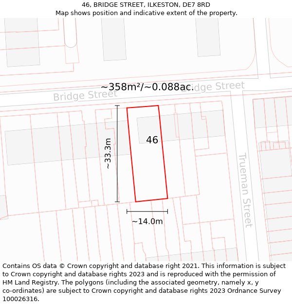 46, BRIDGE STREET, ILKESTON, DE7 8RD: Plot and title map