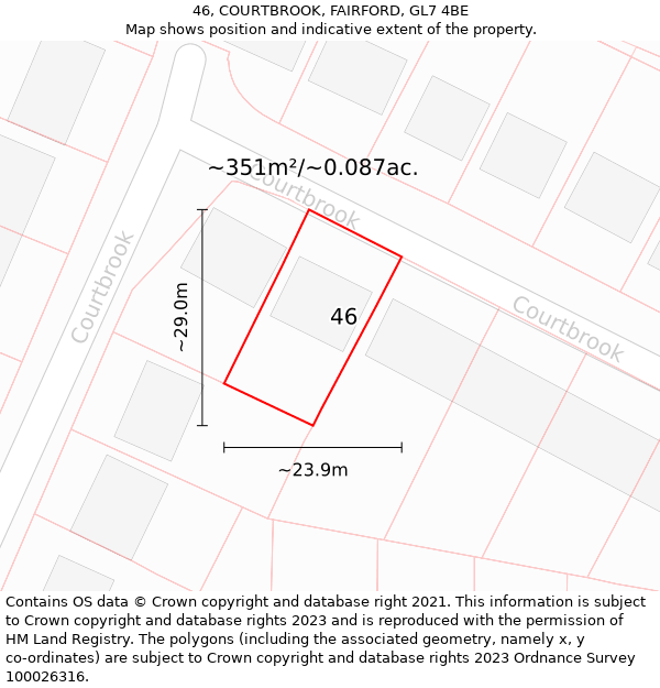 46, COURTBROOK, FAIRFORD, GL7 4BE: Plot and title map