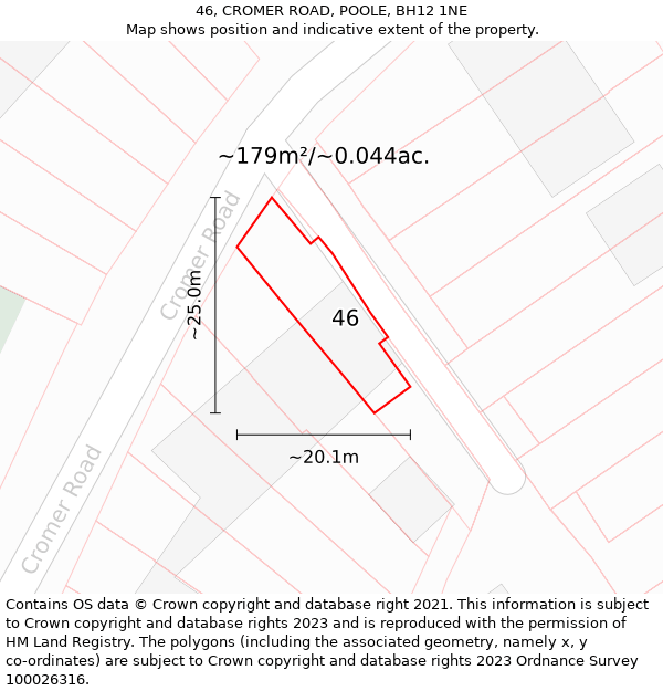 46, CROMER ROAD, POOLE, BH12 1NE: Plot and title map