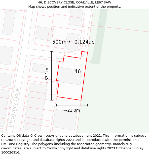 46, DISCOVERY CLOSE, COALVILLE, LE67 3AW: Plot and title map