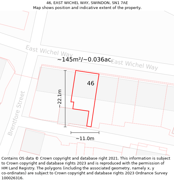 46, EAST WICHEL WAY, SWINDON, SN1 7AE: Plot and title map