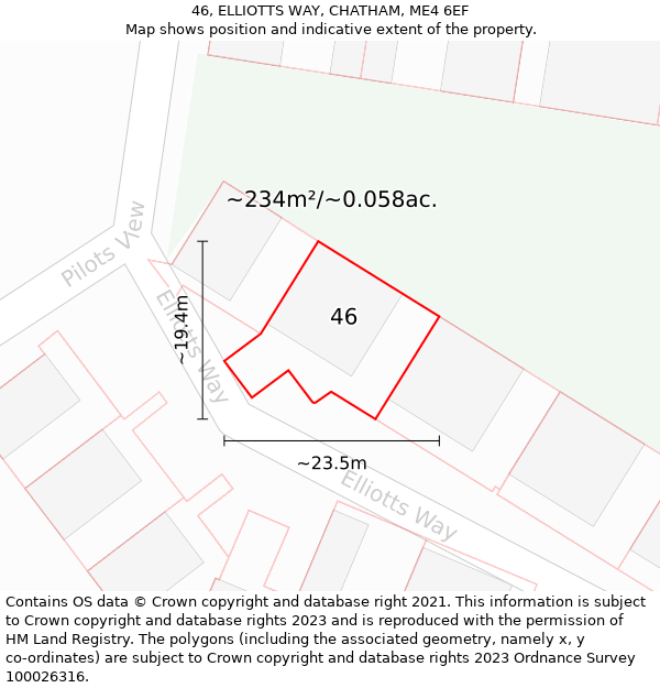 46, ELLIOTTS WAY, CHATHAM, ME4 6EF: Plot and title map