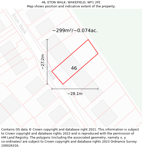 46, ETON WALK, WAKEFIELD, WF1 2FE: Plot and title map