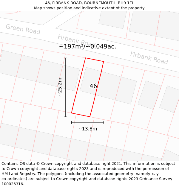 46, FIRBANK ROAD, BOURNEMOUTH, BH9 1EL: Plot and title map