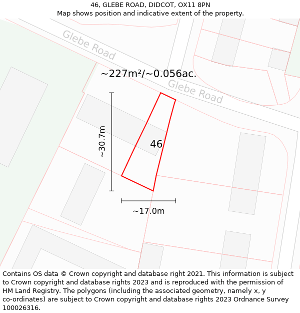 46, GLEBE ROAD, DIDCOT, OX11 8PN: Plot and title map