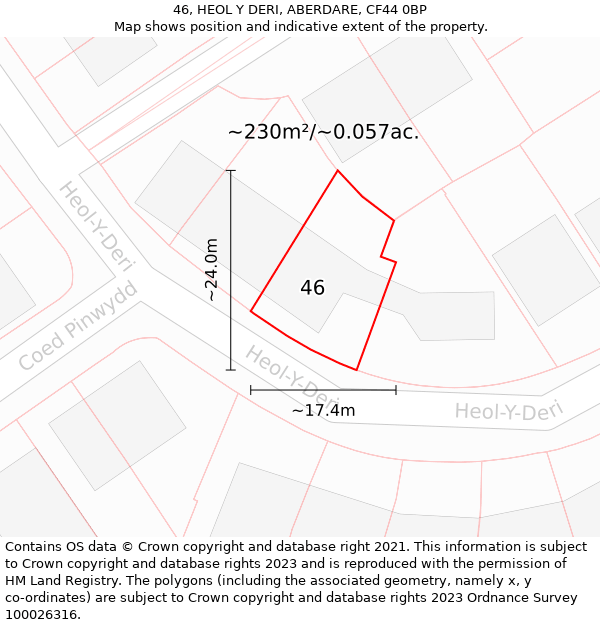 46, HEOL Y DERI, ABERDARE, CF44 0BP: Plot and title map