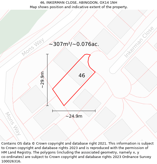 46, INKERMAN CLOSE, ABINGDON, OX14 1NH: Plot and title map