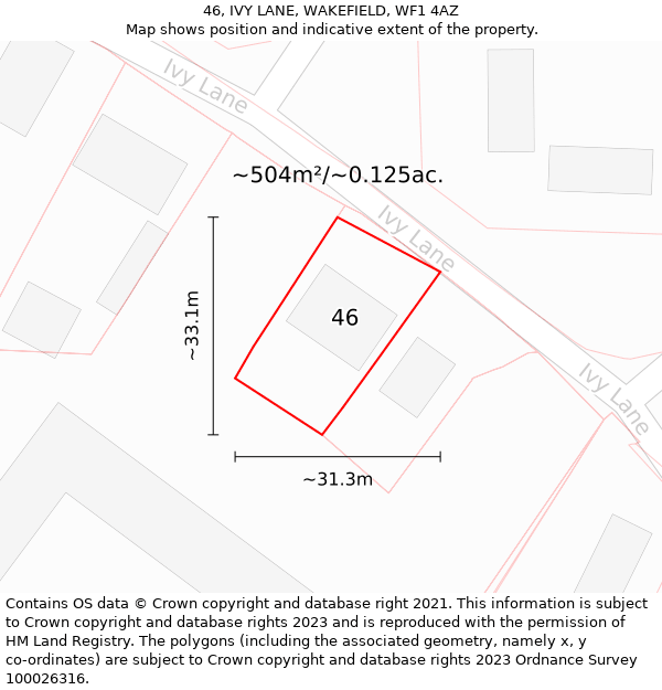 46, IVY LANE, WAKEFIELD, WF1 4AZ: Plot and title map