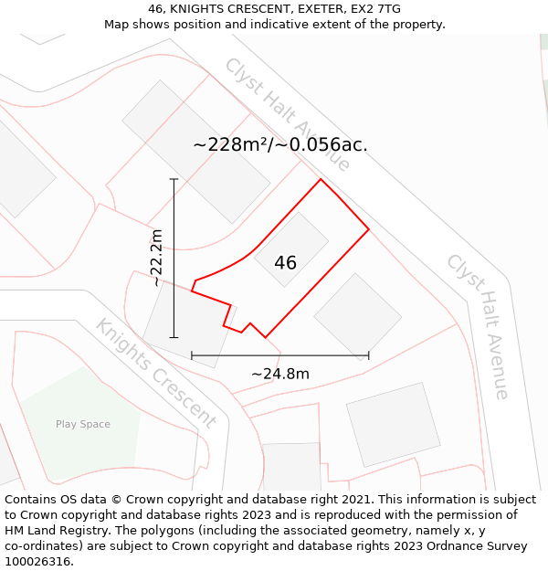 46, KNIGHTS CRESCENT, EXETER, EX2 7TG: Plot and title map