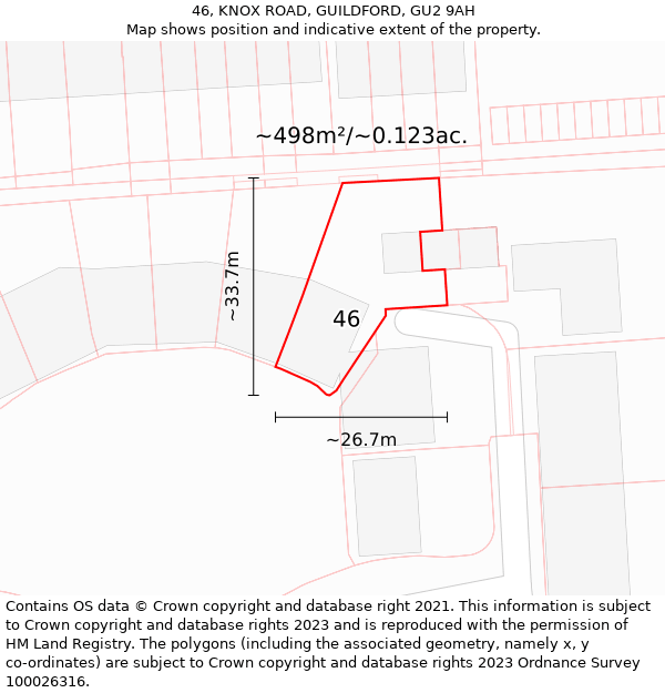 46, KNOX ROAD, GUILDFORD, GU2 9AH: Plot and title map