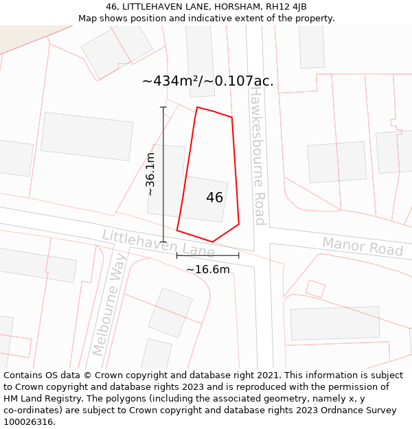 46, LITTLEHAVEN LANE, HORSHAM, RH12 4JB: Plot and title map