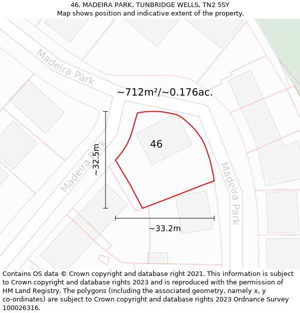 46, MADEIRA PARK, TUNBRIDGE WELLS, TN2 5SY: Plot and title map