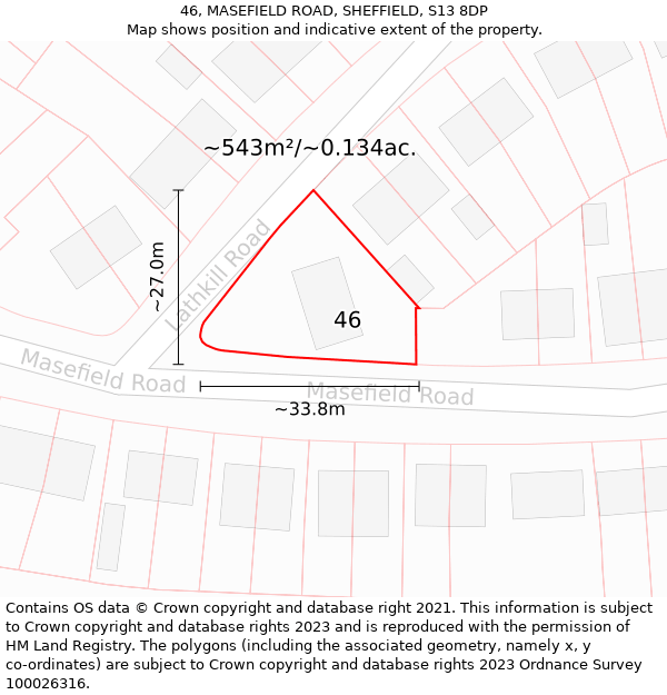 46, MASEFIELD ROAD, SHEFFIELD, S13 8DP: Plot and title map